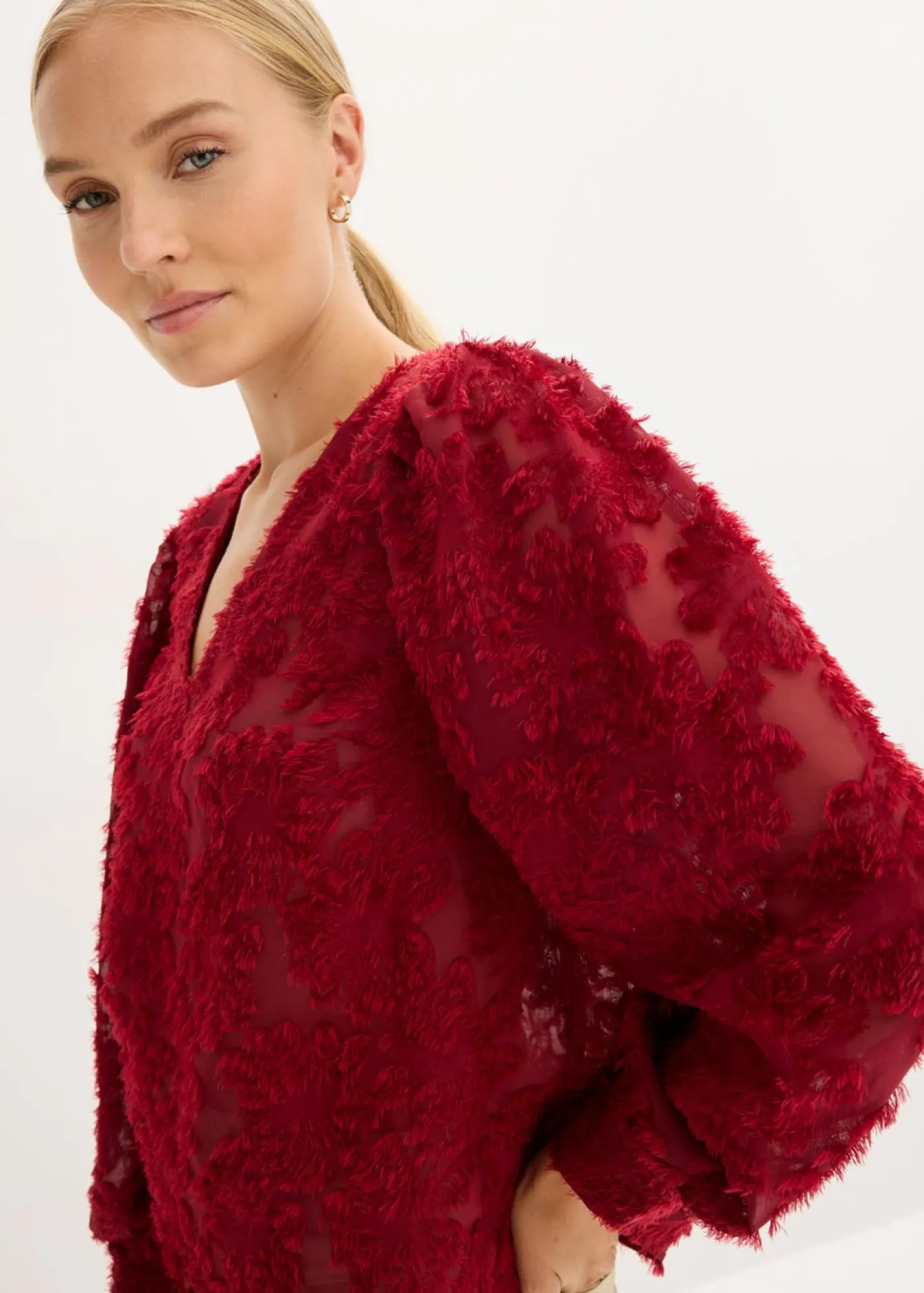 bonprix bonprix Blusa con patrón de flores estructurado Rojo Best