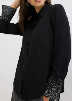 bonprix bonprix Blusa con piedras brillantes Negro Outlet