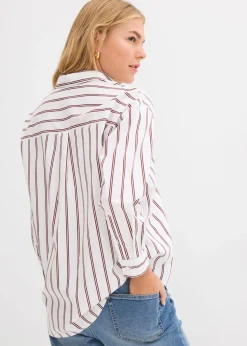 bonprix bonprix Blusa con rayas blanco-rojo rubí con rayas Hot