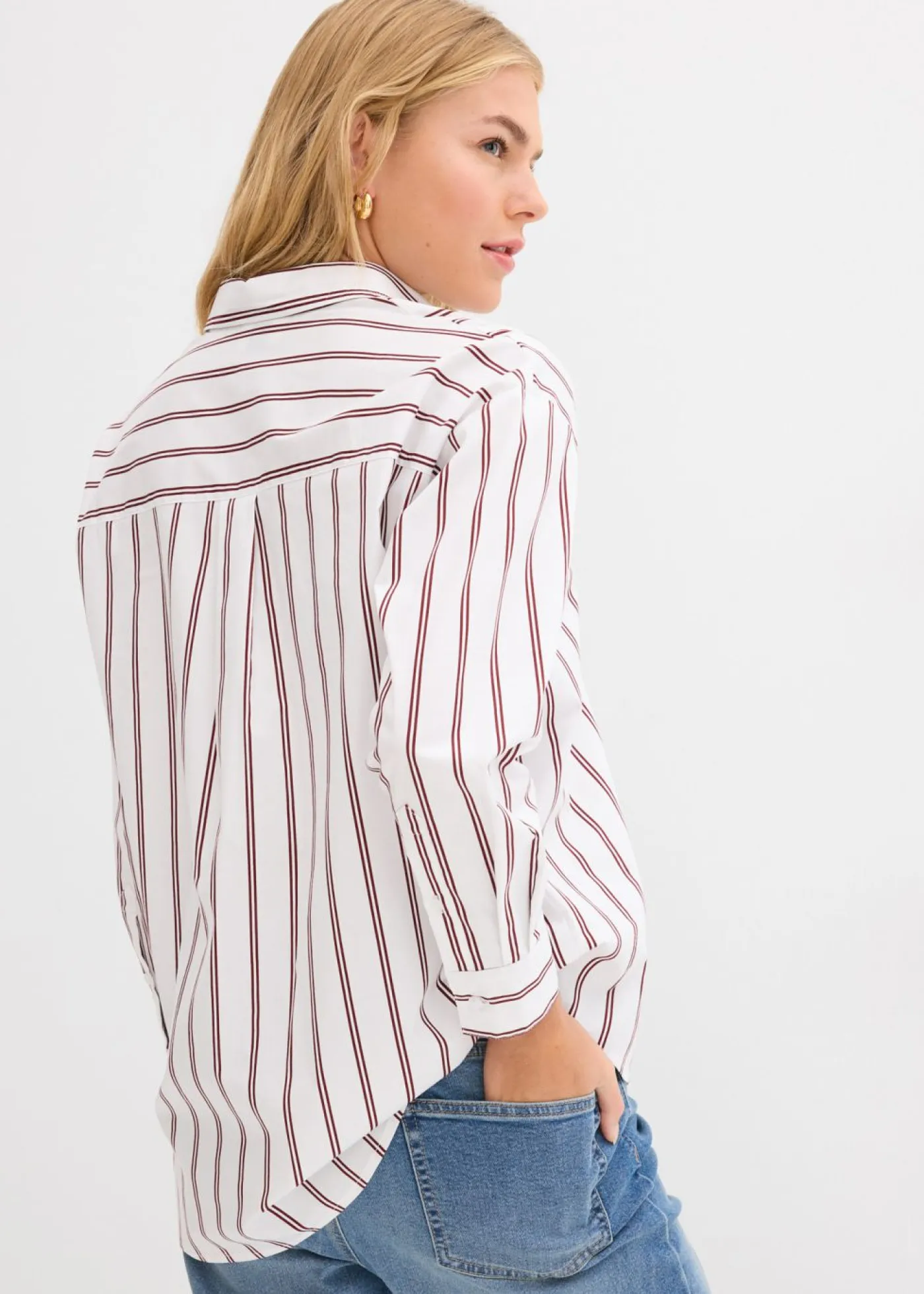 bonprix bonprix Blusa con rayas blanco-rojo rubí con rayas Hot