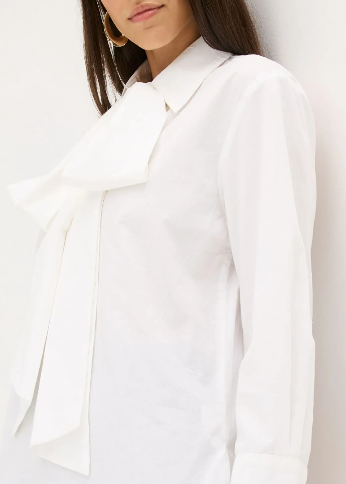 bonprix bonprix Blusa con solapa de algodón puro Blanco Sale