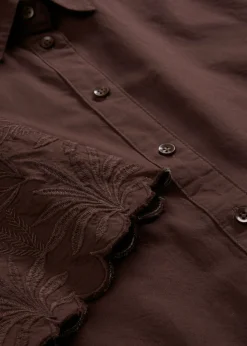 bonprix bonprix Blusa corta con contenido de seda Marrón oscuro New