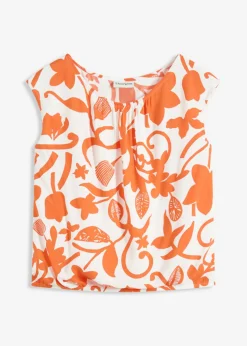 bonprix bonprix Blusa corta de viscosa fluida blanco lana-mango New