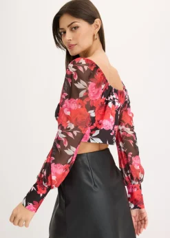 bonprix bonprix Blusa cropped Negro con flores