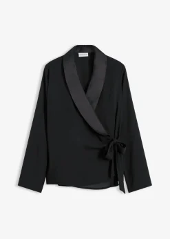 bonprix bonprix Blusa cruzada Negro Outlet