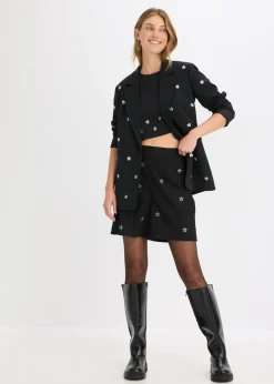 bonprix bonprix Blusa de algodón Negro de flores Hot