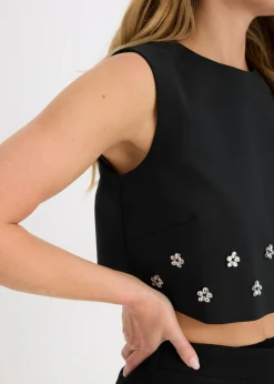 bonprix bonprix Blusa de algodón Negro de flores Hot