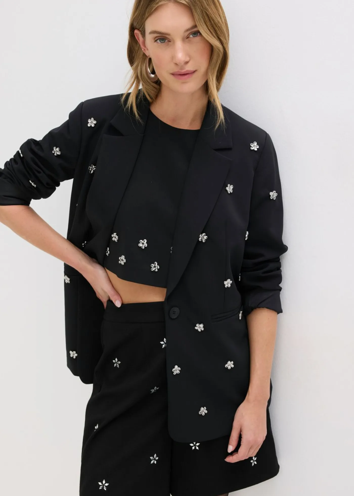 bonprix bonprix Blusa de algodón Negro de flores Hot