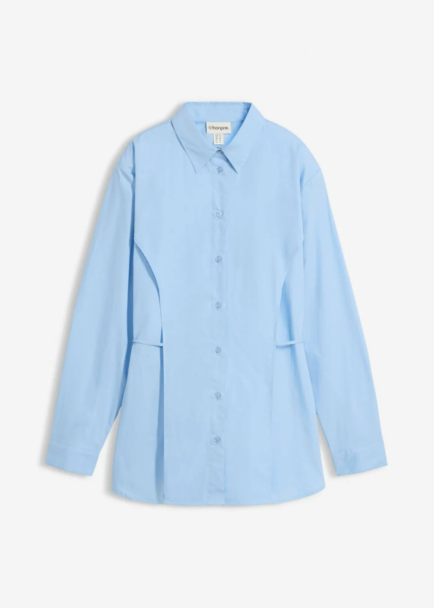 bonprix bonprix Blusa de algodón con detalle de lazo Azul claro Online