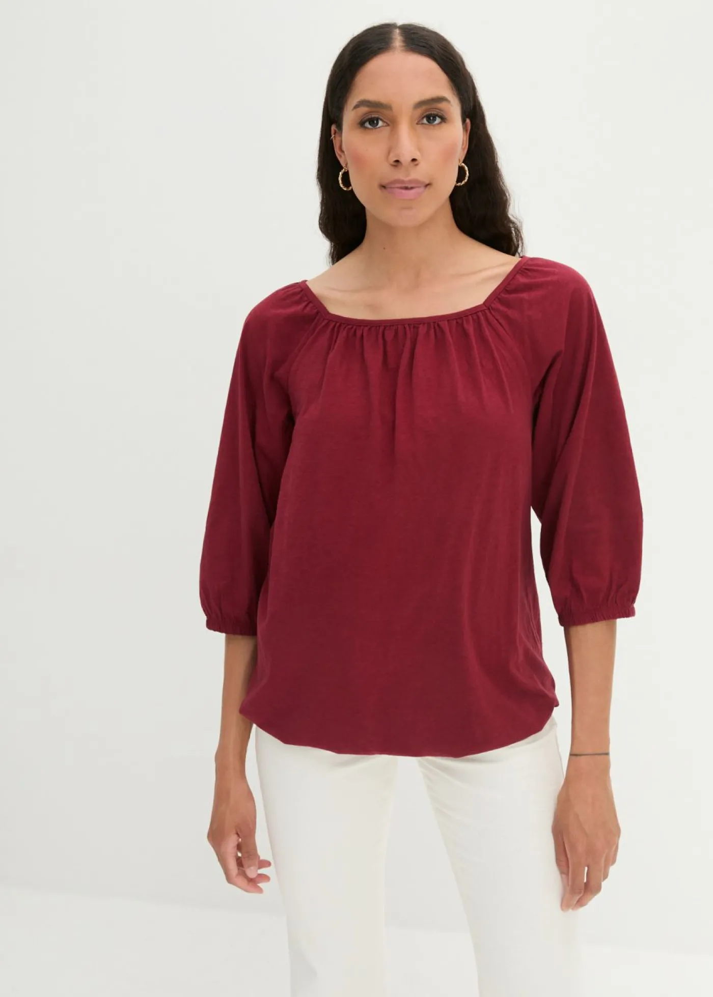 bonprix bonprix Blusa de algodón orgánico puro granada Discount