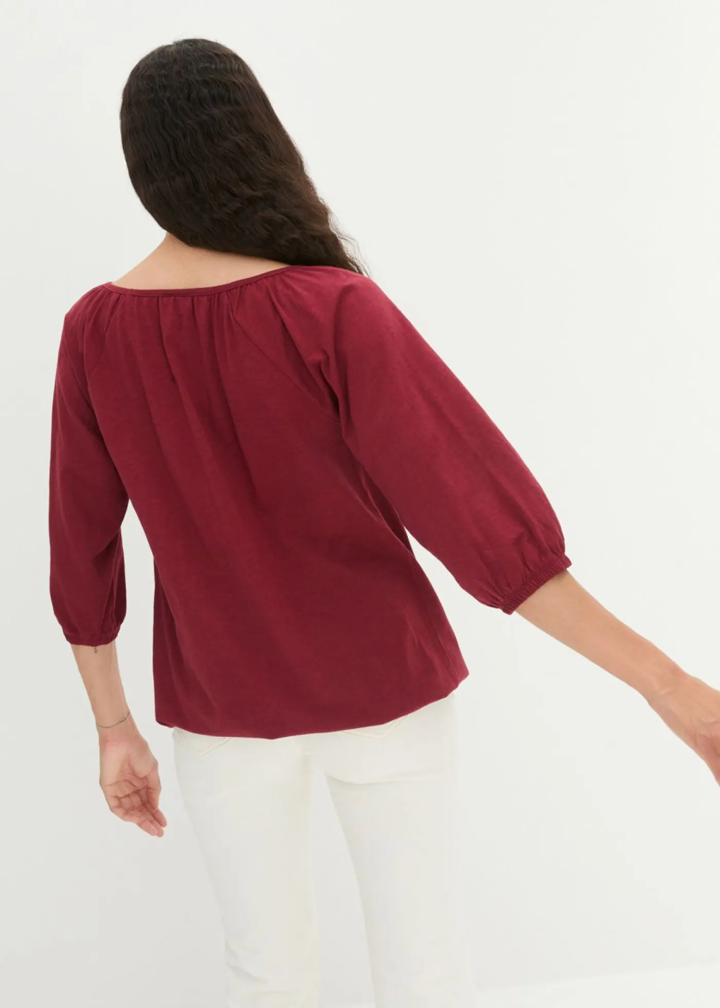 bonprix bonprix Blusa de algodón orgánico puro granada Discount