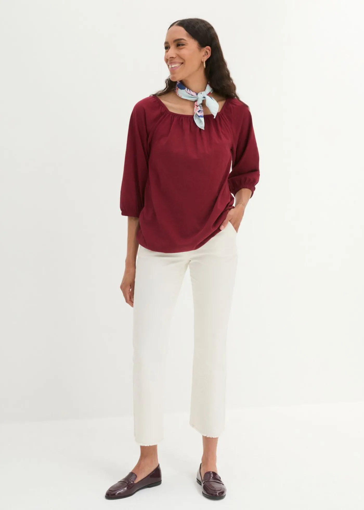 bonprix bonprix Blusa de algodón orgánico puro granada Discount
