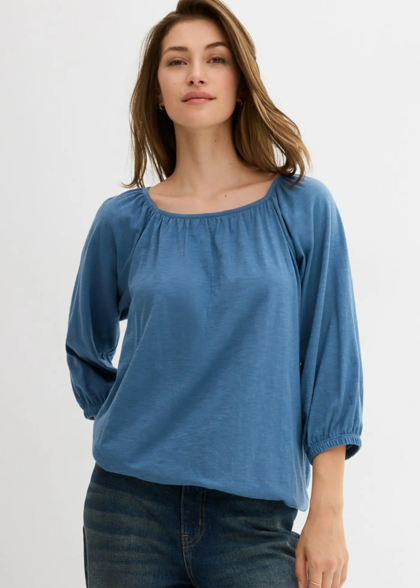 bonprix bonprix Blusa de algodón orgánico puro verde mar Outlet