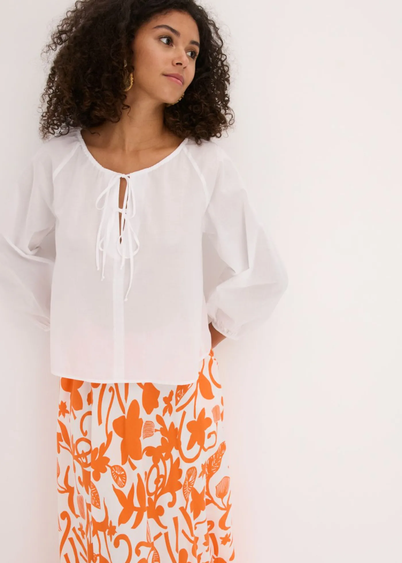 bonprix bonprix Blusa de algodón orgánico puro Blanco Hot