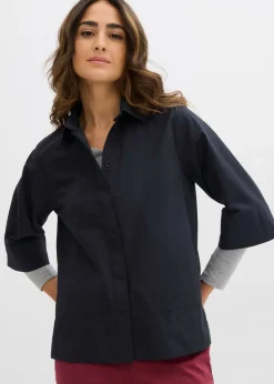 bonprix bonprix Blusa de algodón orgánico puro Negro Sale