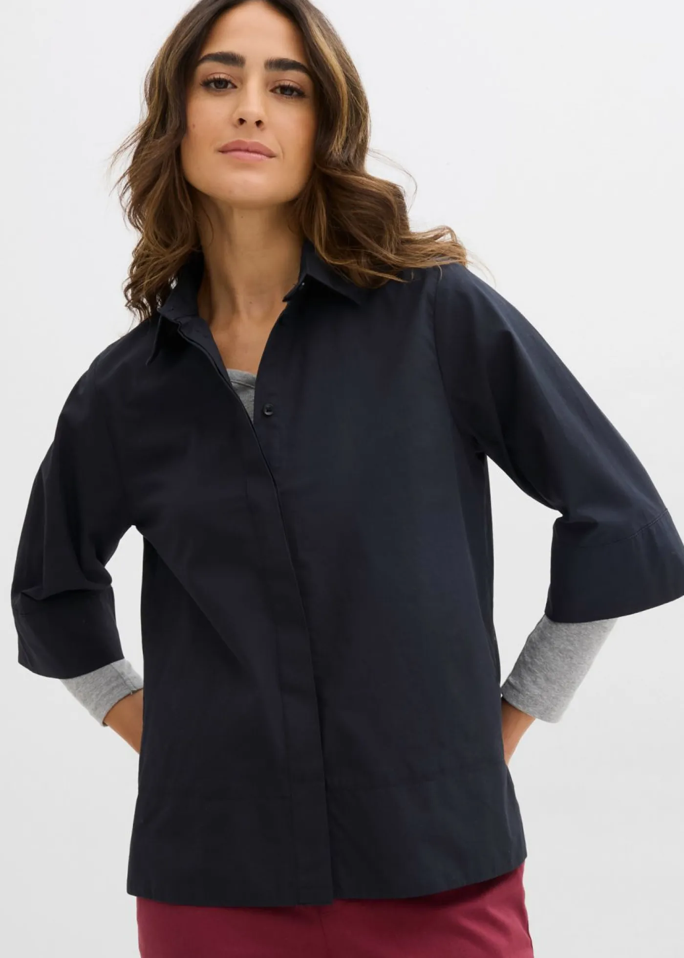 bonprix bonprix Blusa de algodón orgánico puro Negro Sale