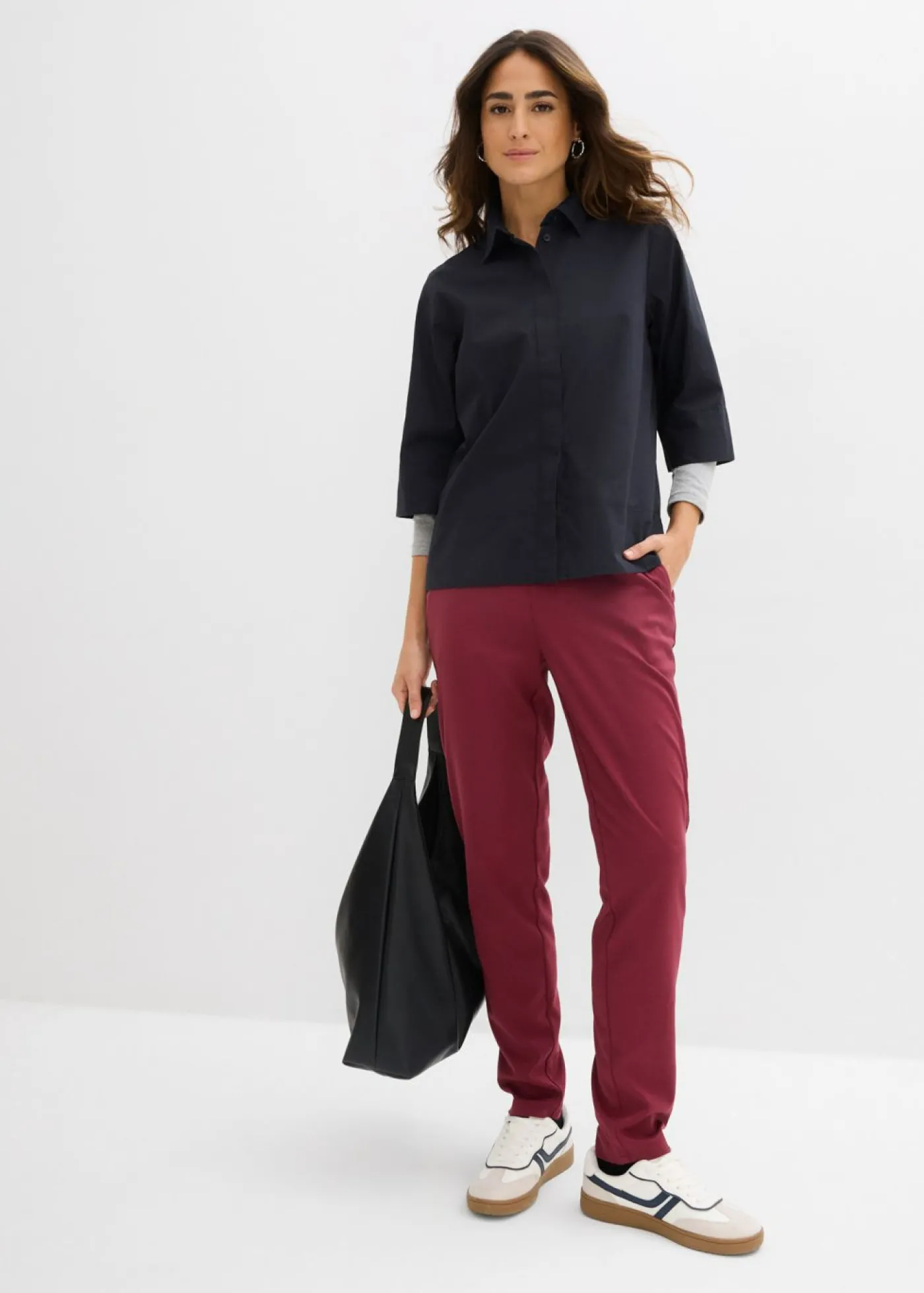 bonprix bonprix Blusa de algodón orgánico puro Negro Sale