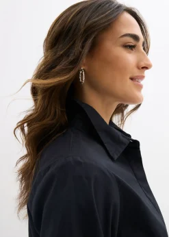 bonprix bonprix Blusa de algodón orgánico puro Negro Sale