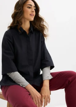 bonprix bonprix Blusa de algodón orgánico puro Negro Sale