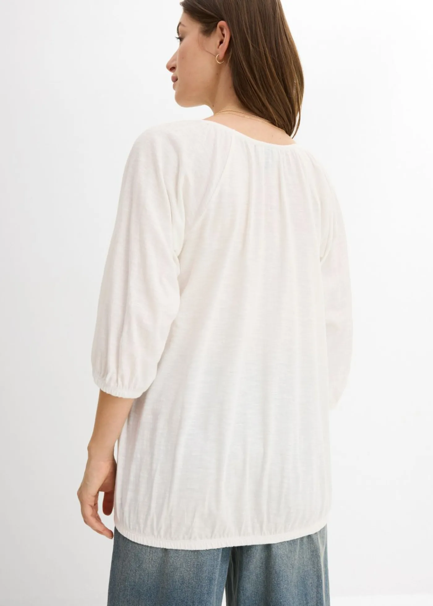 bonprix bonprix Blusa de algodón orgánico puro Blanco lana Discount