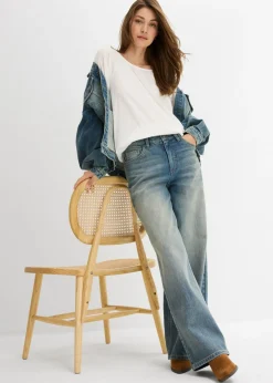 bonprix bonprix Blusa de algodón orgánico puro Blanco lana Discount