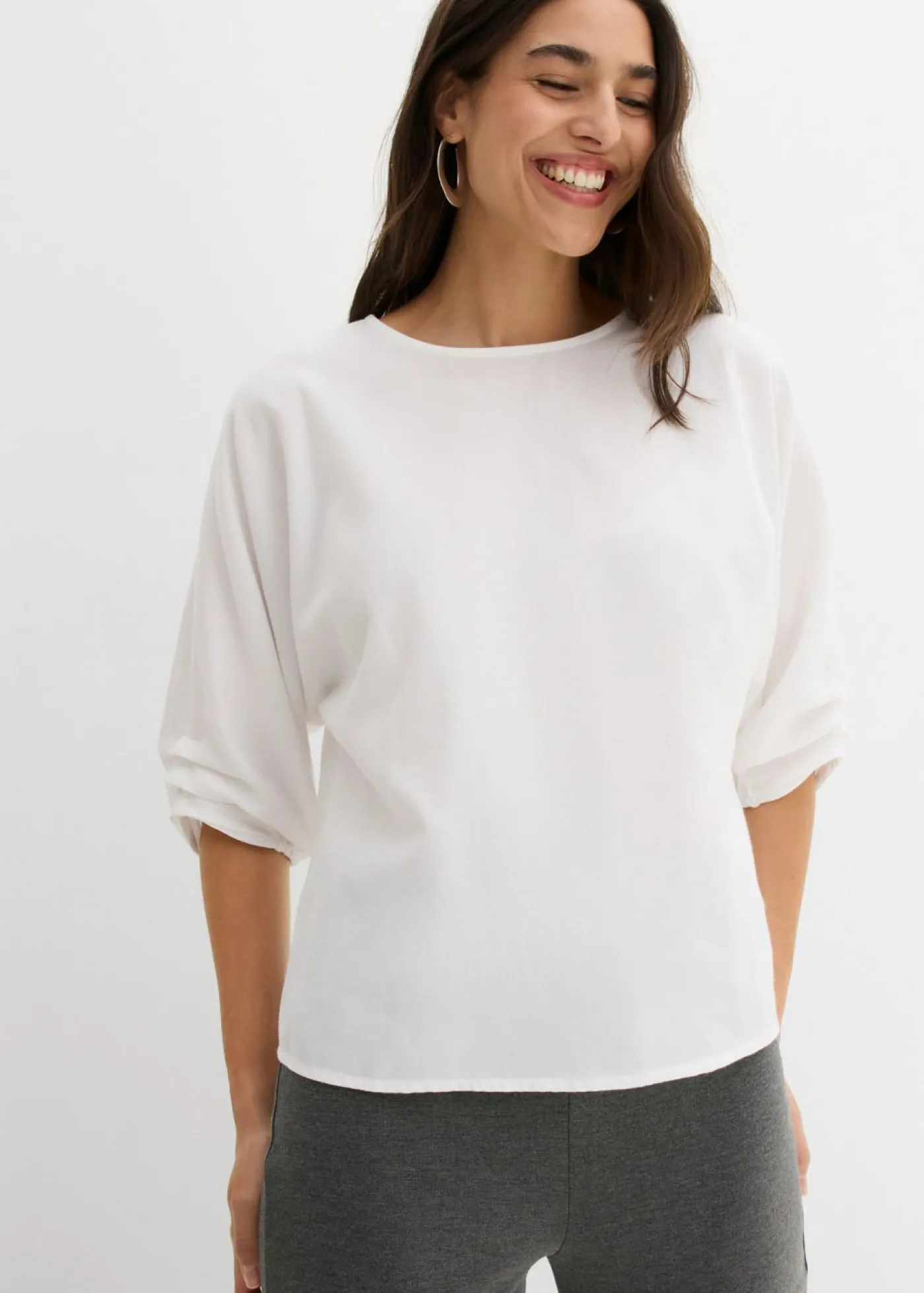 bonprix bonprix Blusa de algodón puro Blanco Sale