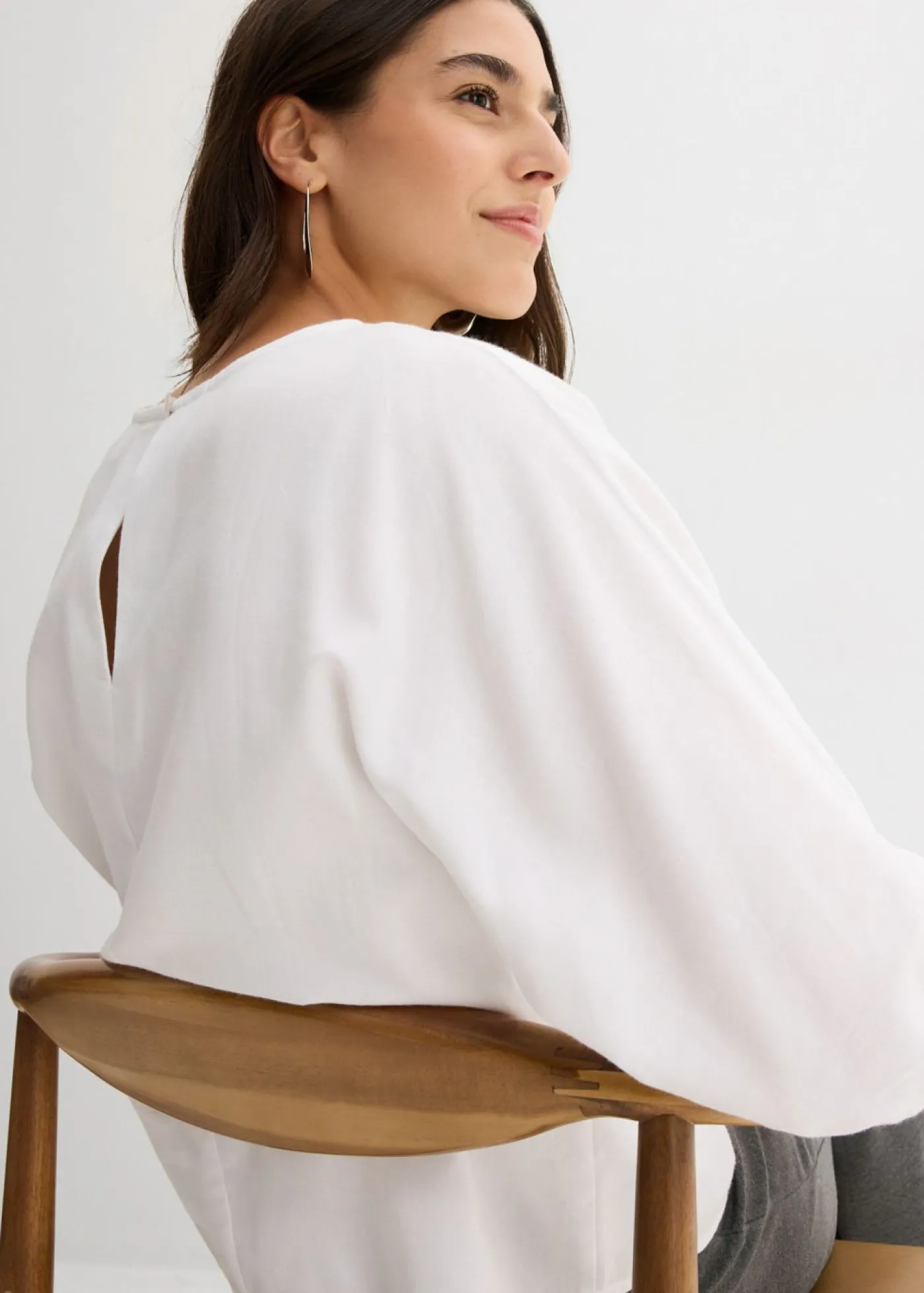 bonprix bonprix Blusa de algodón puro Blanco Sale