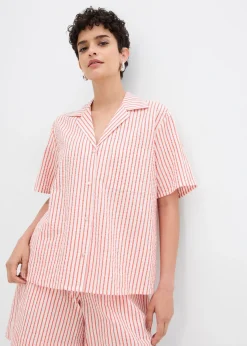 bonprix bonprix Blusa de algodón puro blanco lana-rojo amapola con rayas Best