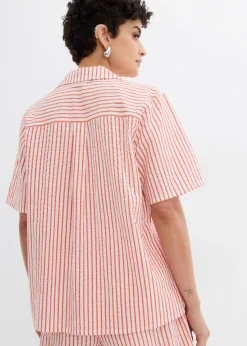 bonprix bonprix Blusa de algodón puro blanco lana-rojo amapola con rayas Best