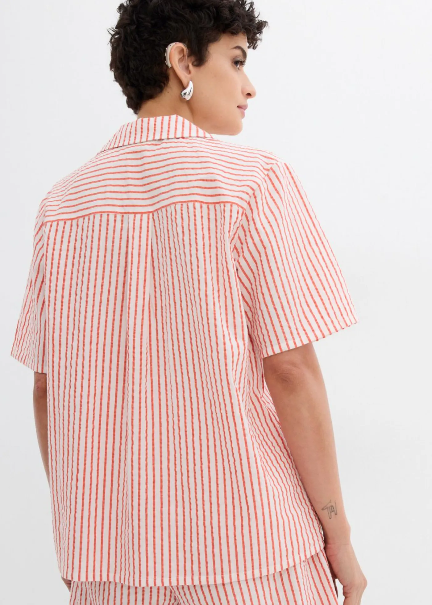 bonprix bonprix Blusa de algodón puro blanco lana-rojo amapola con rayas Best