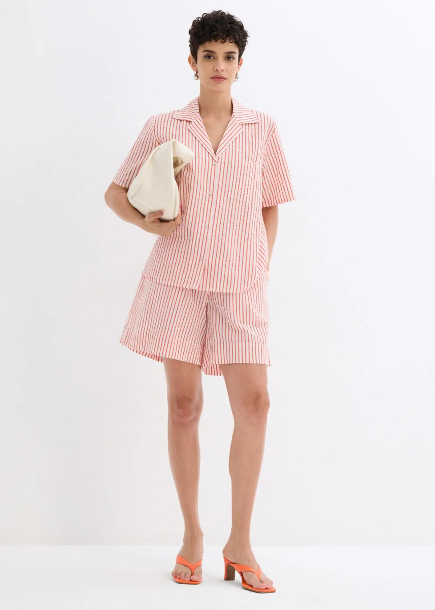 bonprix bonprix Blusa de algodón puro blanco lana-rojo amapola con rayas Best