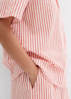 bonprix bonprix Blusa de algodón puro blanco lana-rojo amapola con rayas Best