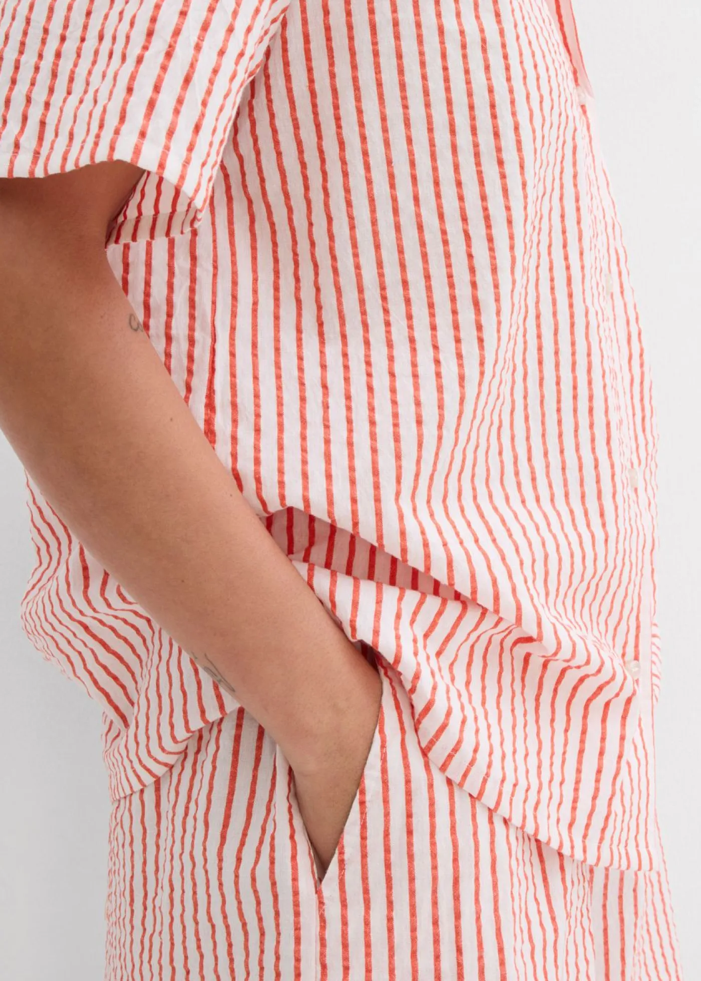 bonprix bonprix Blusa de algodón puro blanco lana-rojo amapola con rayas Best