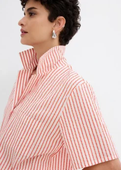 bonprix bonprix Blusa de algodón puro blanco lana-rojo amapola con rayas Best