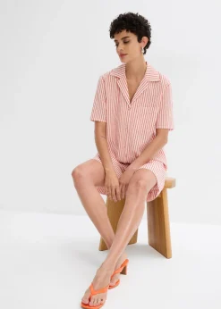 bonprix bonprix Blusa de algodón puro blanco lana-rojo amapola con rayas Best