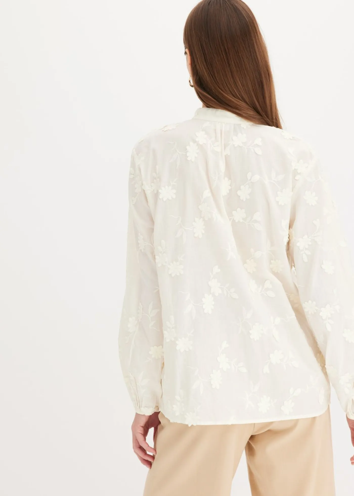 bonprix bonprix Blusa de algodón puro Blanco lana Hot