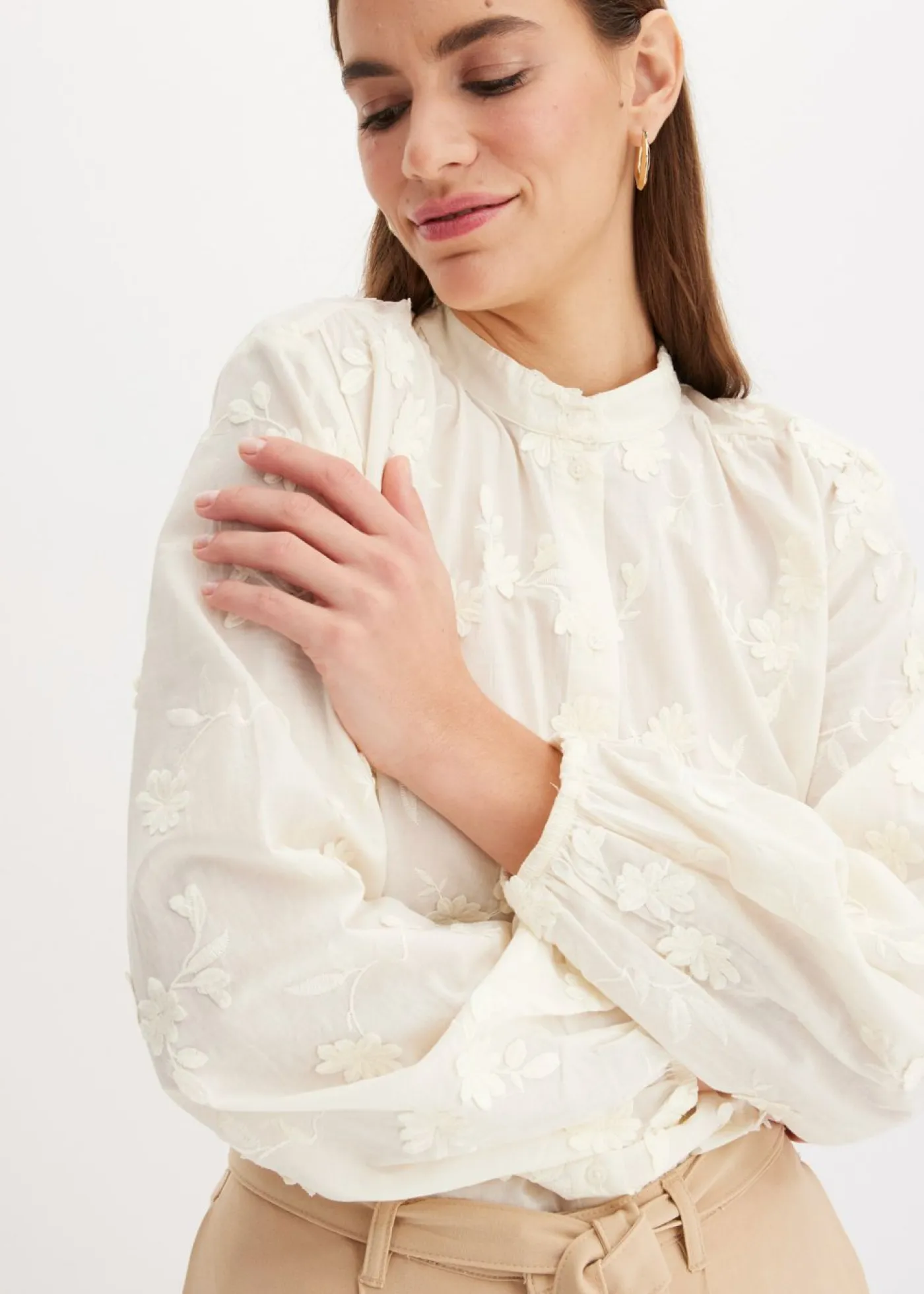 bonprix bonprix Blusa de algodón puro Blanco lana Hot