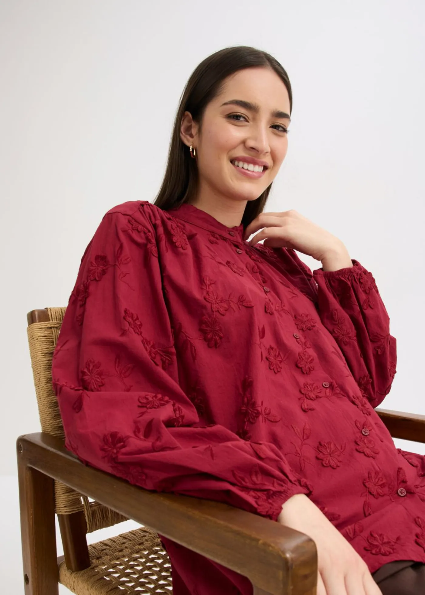 bonprix bonprix Blusa de algodón puro Rojo Clearance