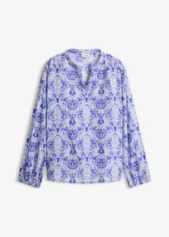 bonprix bonprix Blusa de algodón puro azul azafata-blanco lana Outlet