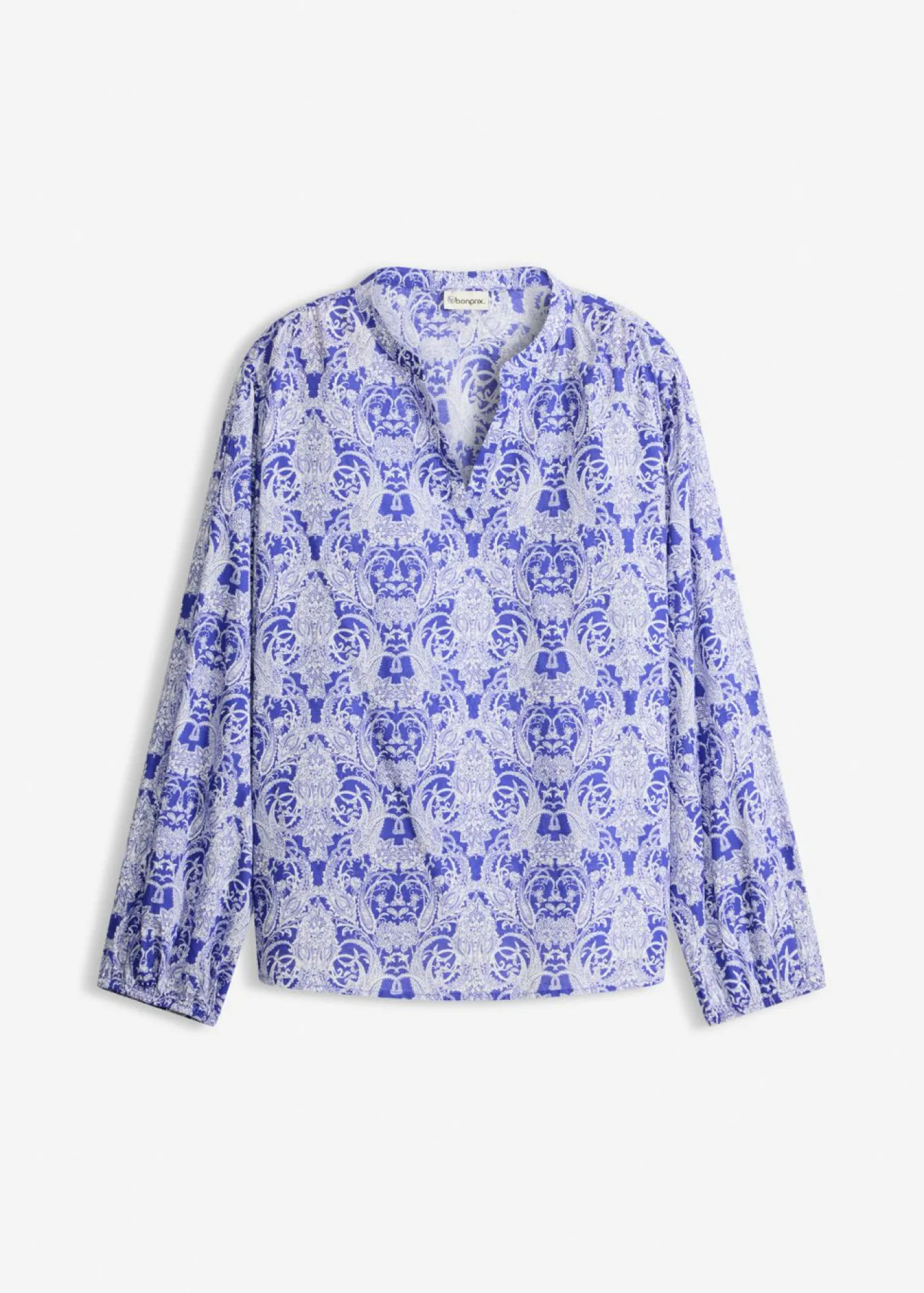 bonprix bonprix Blusa de algodón puro azul azafata-blanco lana Outlet