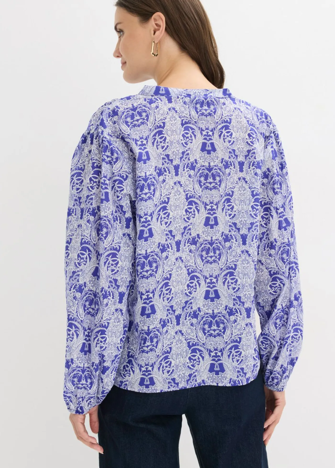 bonprix bonprix Blusa de algodón puro azul azafata-blanco lana Outlet
