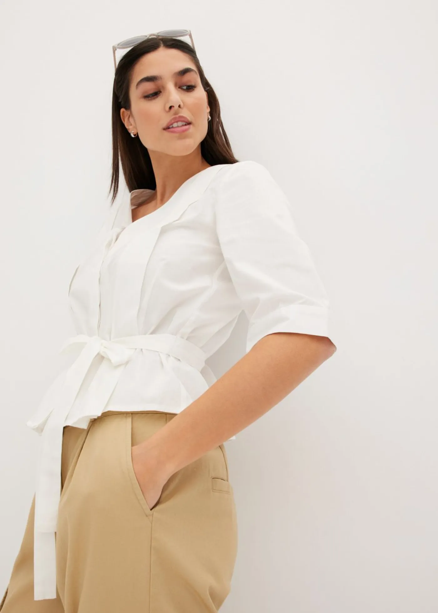 bonprix bonprix Blusa de algodón puro Blanco New