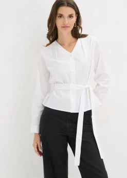 bonprix bonprix Blusa de algodón puro Blanco Hot