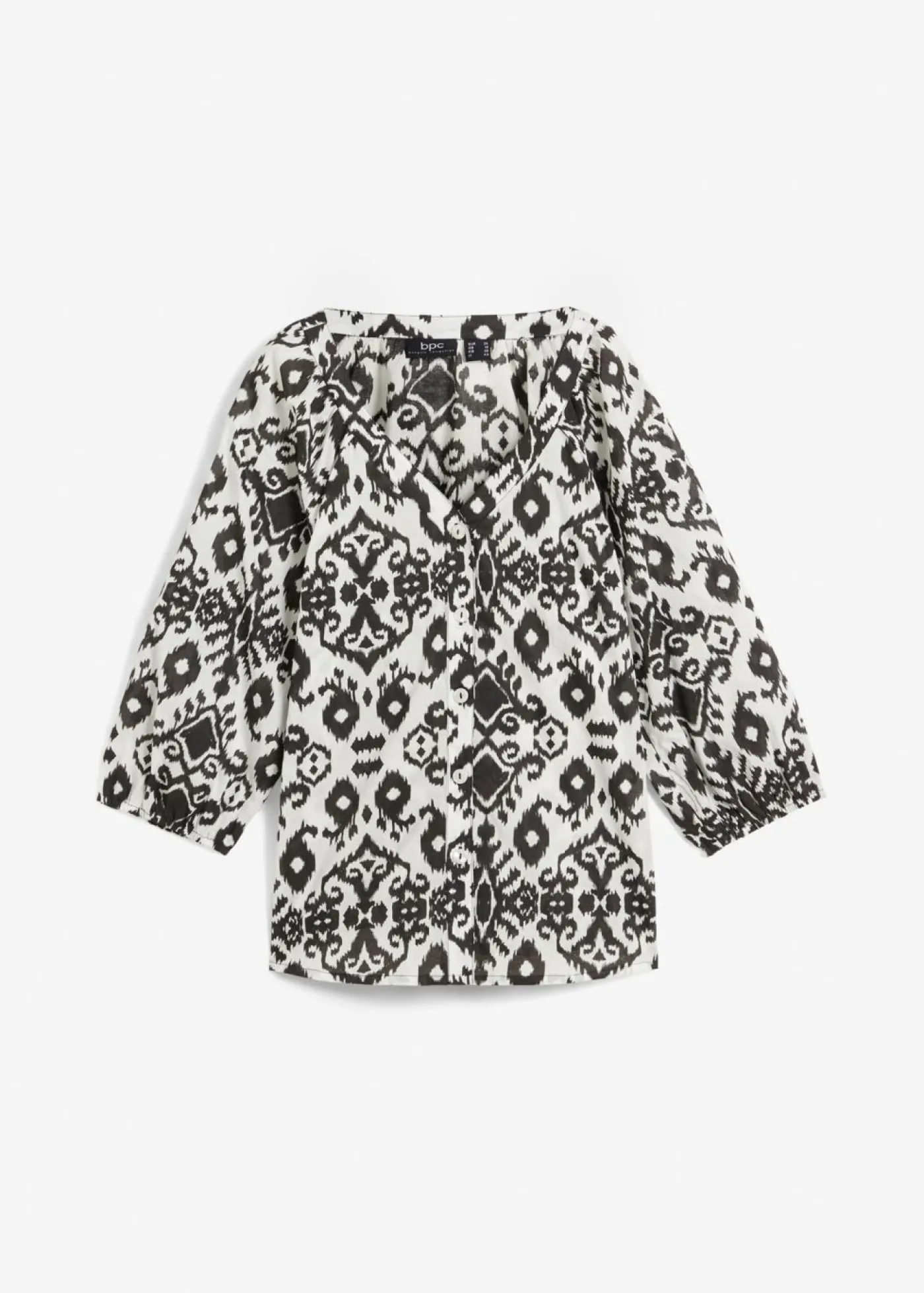 bonprix bonprix Blusa de algodón puro Blanco/negro con patrón paisley Discount