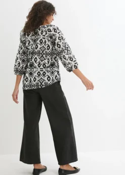 bonprix bonprix Blusa de algodón puro Blanco/negro con patrón paisley Discount