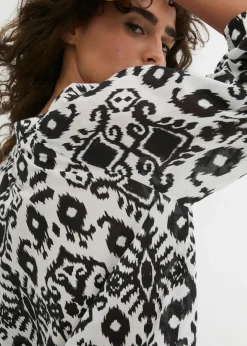 bonprix bonprix Blusa de algodón puro Blanco/negro con patrón paisley Discount