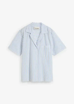 bonprix bonprix Blusa de algodón puro azul provenzal-blanco lana con rayas Outlet