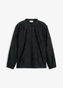 bonprix bonprix Blusa de algodón puro Negro Discount