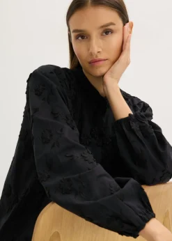 bonprix bonprix Blusa de algodón puro Negro Discount