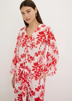 bonprix bonprix Blusa de algodón puro Blanco-rojo-naranja Best